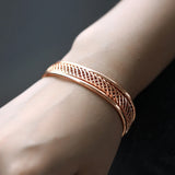 Elegant 12mm 585 Rose Cuff Bangle Bracelet for Women Girl