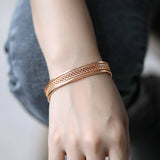 Elegant 12mm 585 Rose Cuff Bangle Bracelet for Women Girl