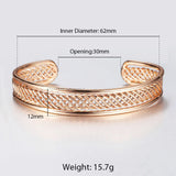 Elegant 12mm 585 Rose Cuff Bangle Bracelet for Women Girl