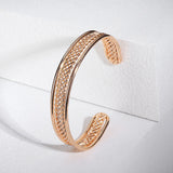 Elegant 12mm 585 Rose Cuff Bangle Bracelet for Women Girl