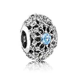 100% S925 Sterling Silver Hollow Crystal Charm Bead Pearl Bracelet DIY Bangle