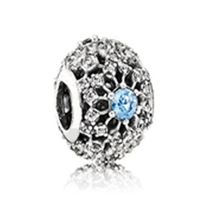100% S925 Sterling Silver Hollow Crystal Charm Bead Pearl Bracelet DIY Bangle