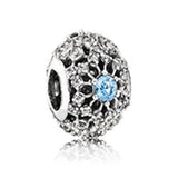 100% S925 Sterling Silver Hollow Crystal Charm Bead Pearl Bracelet DIY Bangle