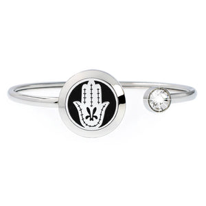 20mm Flower Aroma Locket Stainless Steel Bangle Bracelet