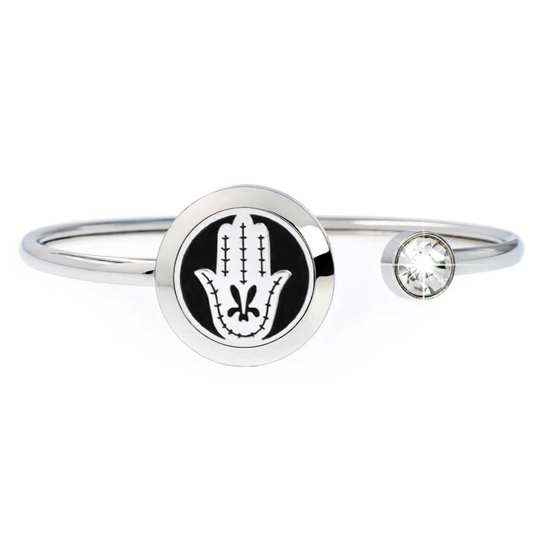 20mm Flower Aroma Locket Stainless Steel Bangle Bracelet