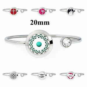 20mm Flower Aroma Locket Stainless Steel Bangle Bracelet
