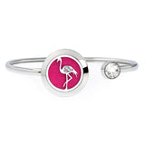 20mm Flower Aroma Locket Stainless Steel Bangle Bracelet