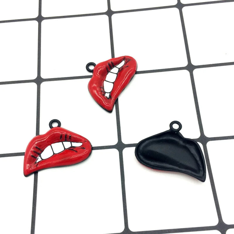 20pcs DIY Enamels Big Lips Alloy Pendant Bracelet Necklace
