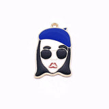 20pcs High Enamels Charms Female Avatar Pendant DIY Jewelry Accessories