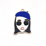 20pcs High Enamels Charms Female Avatar Pendant DIY Jewelry Accessories