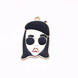 20pcs High Enamels Charms Female Avatar Pendant DIY Jewelry Accessories