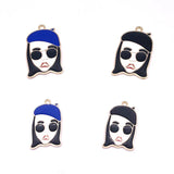 20pcs High Enamels Charms Female Avatar Pendant DIY Jewelry Accessories