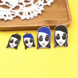 20pcs High Enamels Charms Female Avatar Pendant DIY Jewelry Accessories