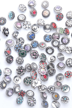 20pcs 12mm Metal Snap Button Rhinestone Styles for DIY Snap Bracelets