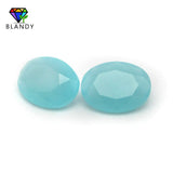 Milky Green Glass Stone Synthetic Beads 2x3-13x18mm Oval Shape Loose DIY Jewelry