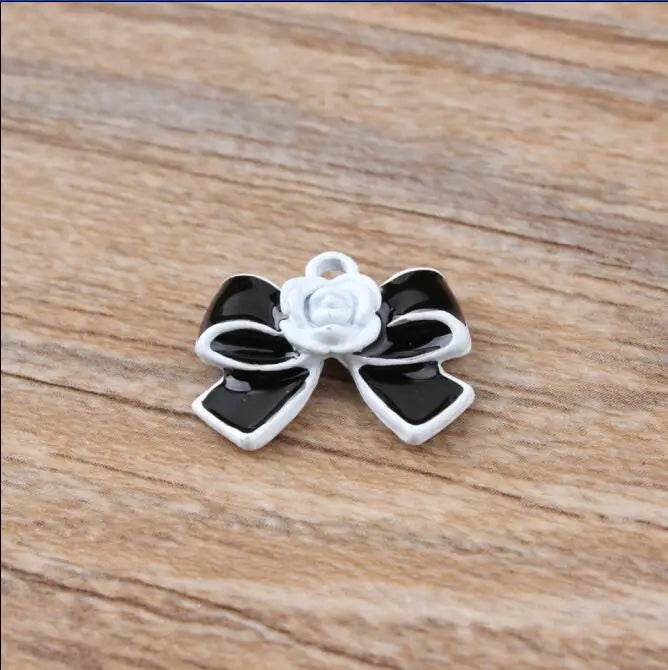 30 pcs High Enamels Charms Gift Bow Alloy Pendant DIY Craft