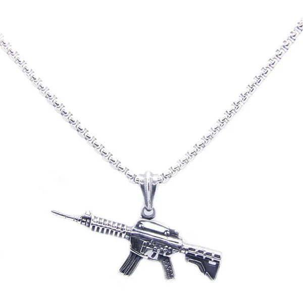 316L Stainless Steel AK47 Gun Pendant Necklace