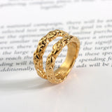 316L Stainless Steel Round Rings For Women Texture Metal Statement Ring