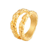316L Stainless Steel Round Rings For Women Texture Metal Statement Ring