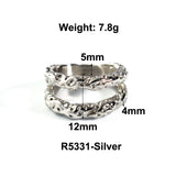 316L Stainless Steel Round Rings For Women Texture Metal Statement Ring