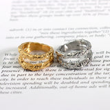 316L Stainless Steel Round Rings For Women Texture Metal Statement Ring