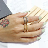 316L Stainless Steel Round Rings For Women Texture Metal Statement Ring