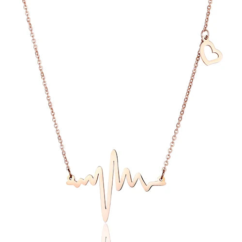 316L Stainless Steel Stethoscope Heartbeat Necklace Women Girl Pendant