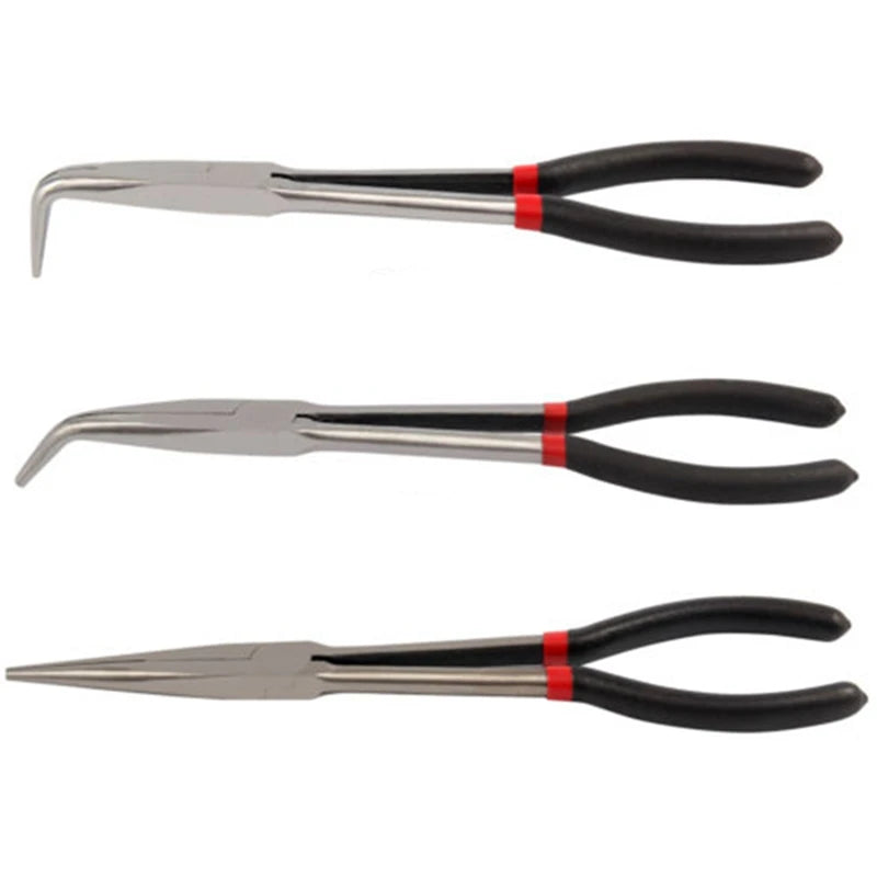 3Pcs Multifunctional 11" Long Needle Nose Pliers Curved Nose Pliers