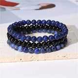 3pcs 6mm Beads Bracelet Agates Natural Stone Jewelry Elastic Bangle Men Women