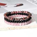 3pcs 6mm Beads Bracelet Agates Natural Stone Jewelry Elastic Bangle Men Women