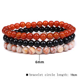 3pcs 6mm Beads Bracelet Agates Natural Stone Jewelry Elastic Bangle Men Women