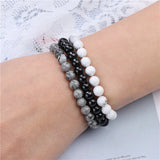 3pcs 6mm Beads Bracelet Agates Natural Stone Jewelry Elastic Bangle Men Women