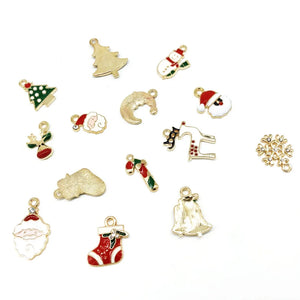 40pcs Christmas Series Alloy Pendant Bracelet Necklace DIY Enamel Charms
