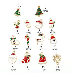 40pcs Christmas Series Alloy Pendant Bracelet Necklace DIY Enamel Charms