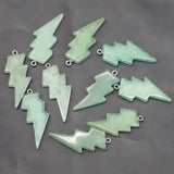 Green Aventurine Lightning Pendant Charms for Healing Jewelry 10pcs
