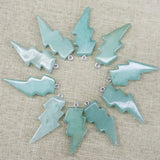 Green Aventurine Lightning Pendant Charms for Healing Jewelry 10pcs