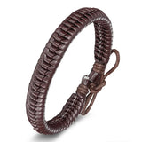 5Pcs PU Leather Braided Rope Bracelet Mens Bangle Cuff Gift