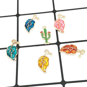 50pcs High Enamels Charms Leaves Alloy Pendant Bracelet Necklace Jewelry DIY