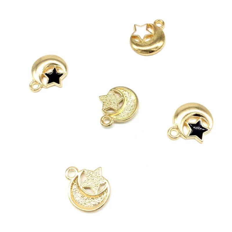 60pcs High Enamels Charms Moon Alloy Pendant Bracelet Necklace DIY Crafts