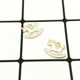 60pcs Enamel Charms Wood Horse Pendant DIY Jewelry Accessories
