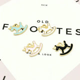 60pcs Enamel Charms Wood Horse Pendant DIY Jewelry Accessories