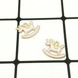 60pcs Enamel Charms Wood Horse Pendant DIY Jewelry Accessories