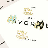 60pcs Enamel Charms Wood Horse Pendant DIY Jewelry Accessories