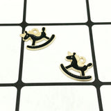 60pcs Enamel Charms Wood Horse Pendant DIY Jewelry Accessories