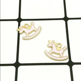 60pcs Enamel Charms Wood Horse Pendant DIY Jewelry Accessories