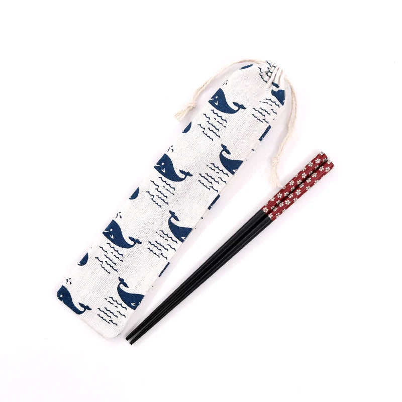 10pcs Lovely Whale Pattern Drawstrings Cotton Bags for DIY Spoons Combs
