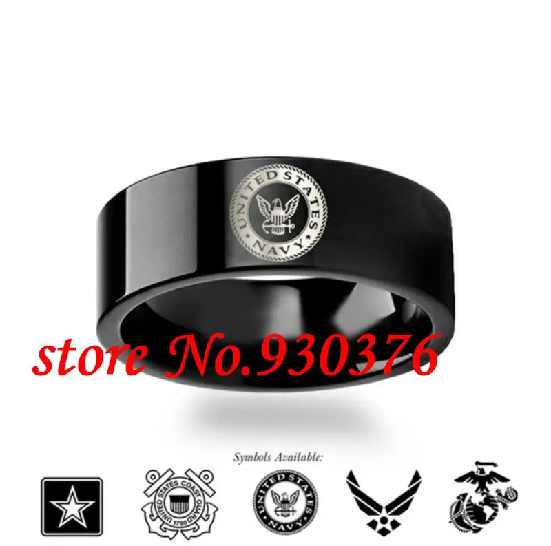 8mm Military Symbol Engraved Tungsten Wedding Ring-Army