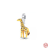 925 Silver Dinosaur Crocodile Giraffe Charm Bead Pendant Fit Bracelet
