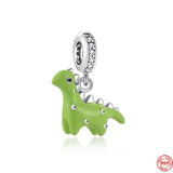 925 Silver Dinosaur Crocodile Giraffe Charm Bead Pendant Fit Bracelet
