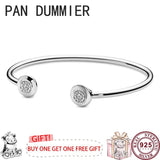 925 Silver Round Beads Logo Bracelet for Women